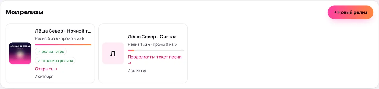 Список релизов